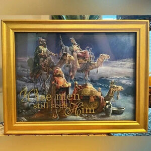 Wise Men Still Seek Him Gold Framed Christmas Wall Art, 10”x14”